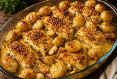 Thumbnail for Este bacalhau com broa e batatas a murro fica tão saboroso que nunca sobra nada na travessa.